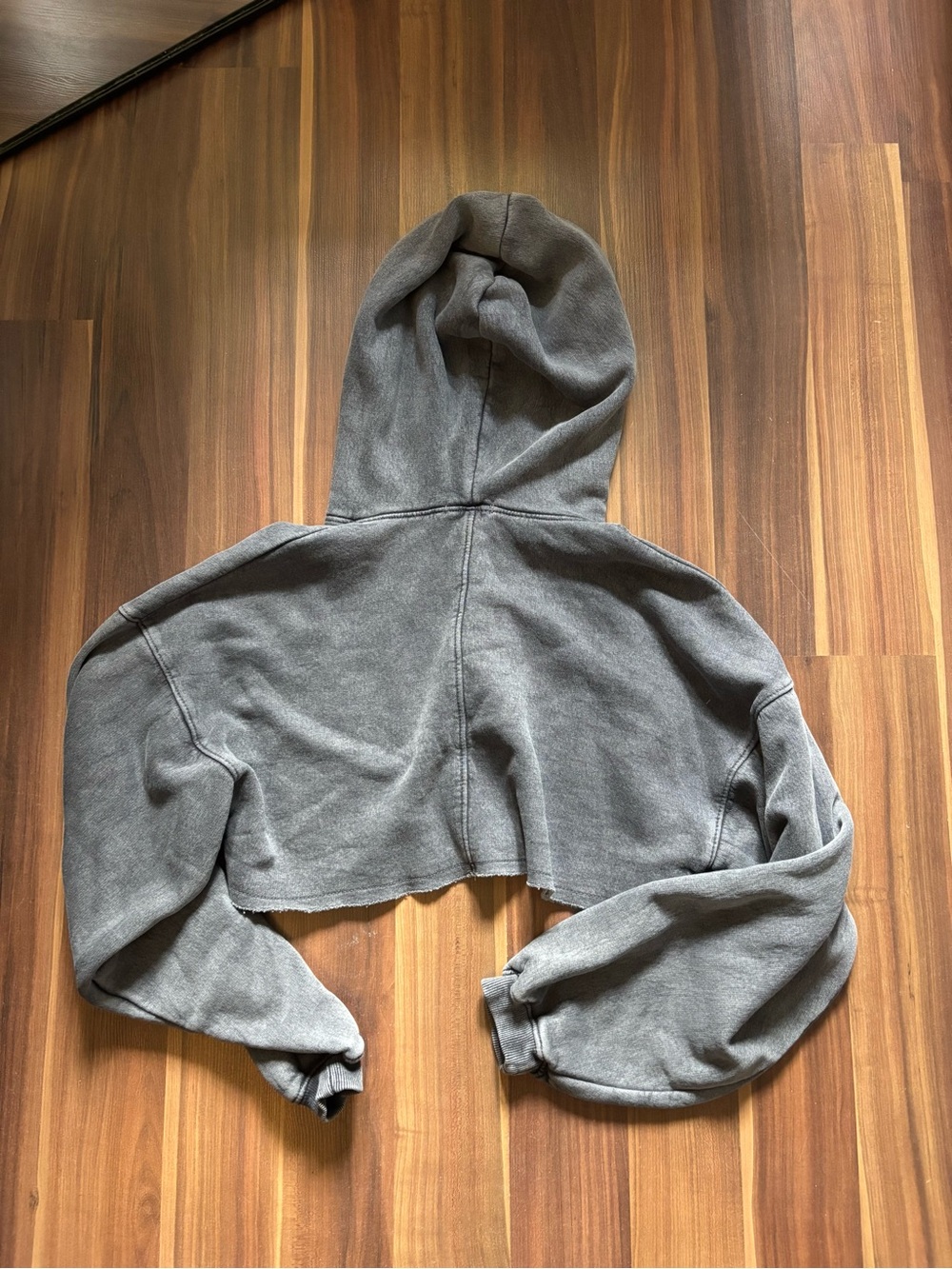 Fashion Nova Washed Charcoal Cropped Zip Hoodie - Picture 2 of 2